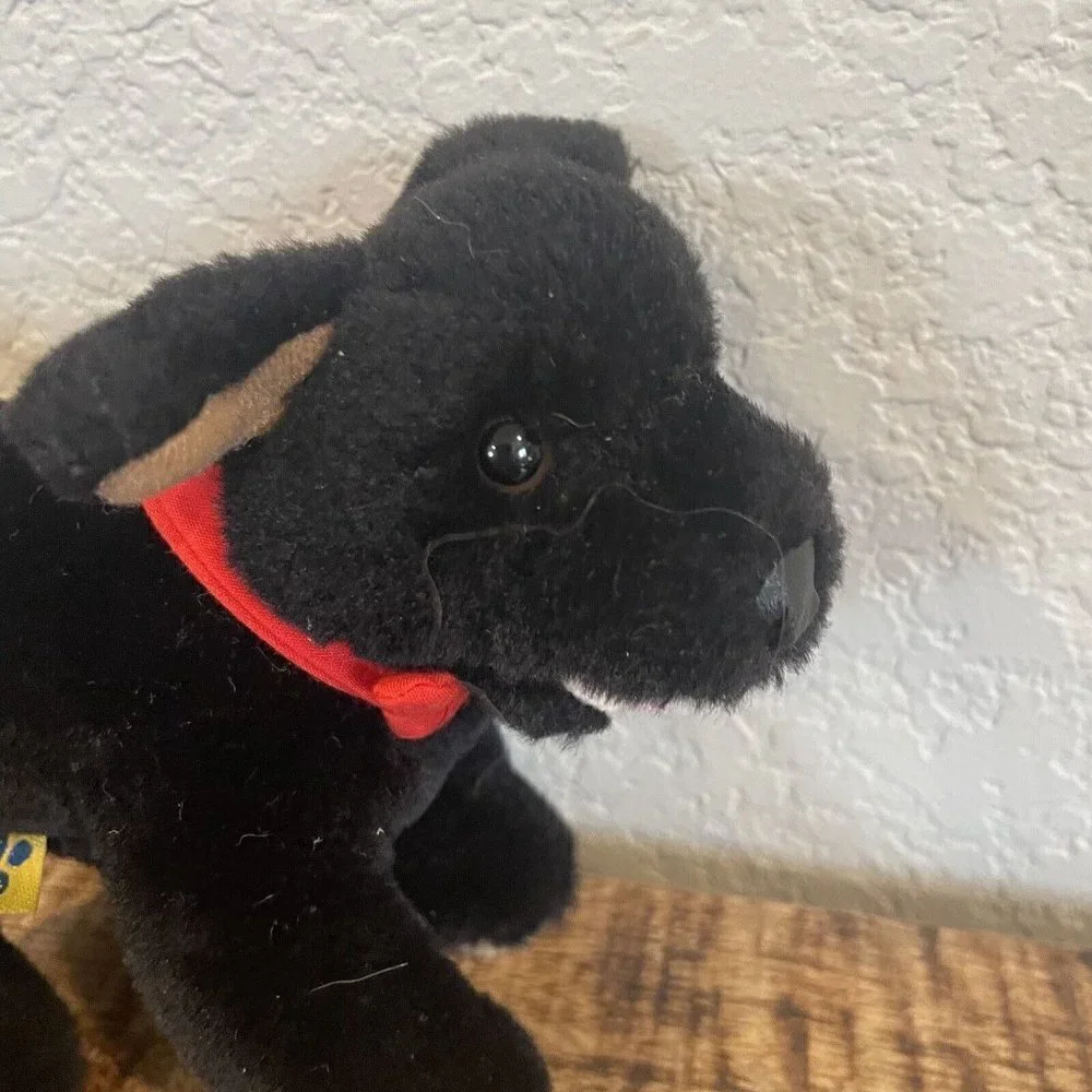 Build a Bear Mini Black Lab Puppy With Red Magnetic Handkerchief